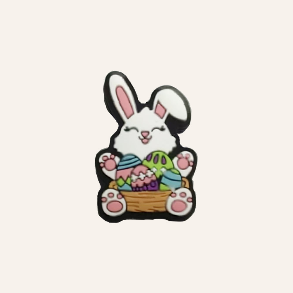 Wholesale 10pcs Printed Creative Color Cartoon Rabbit Printed Silicone Beads